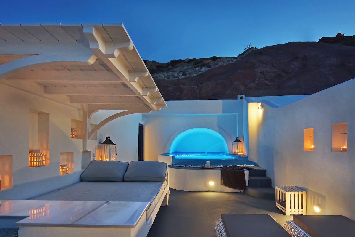 Cave Pool Suite,Indoor Spa Bath, Private Cave Pool, Sea View | Terrace/patio