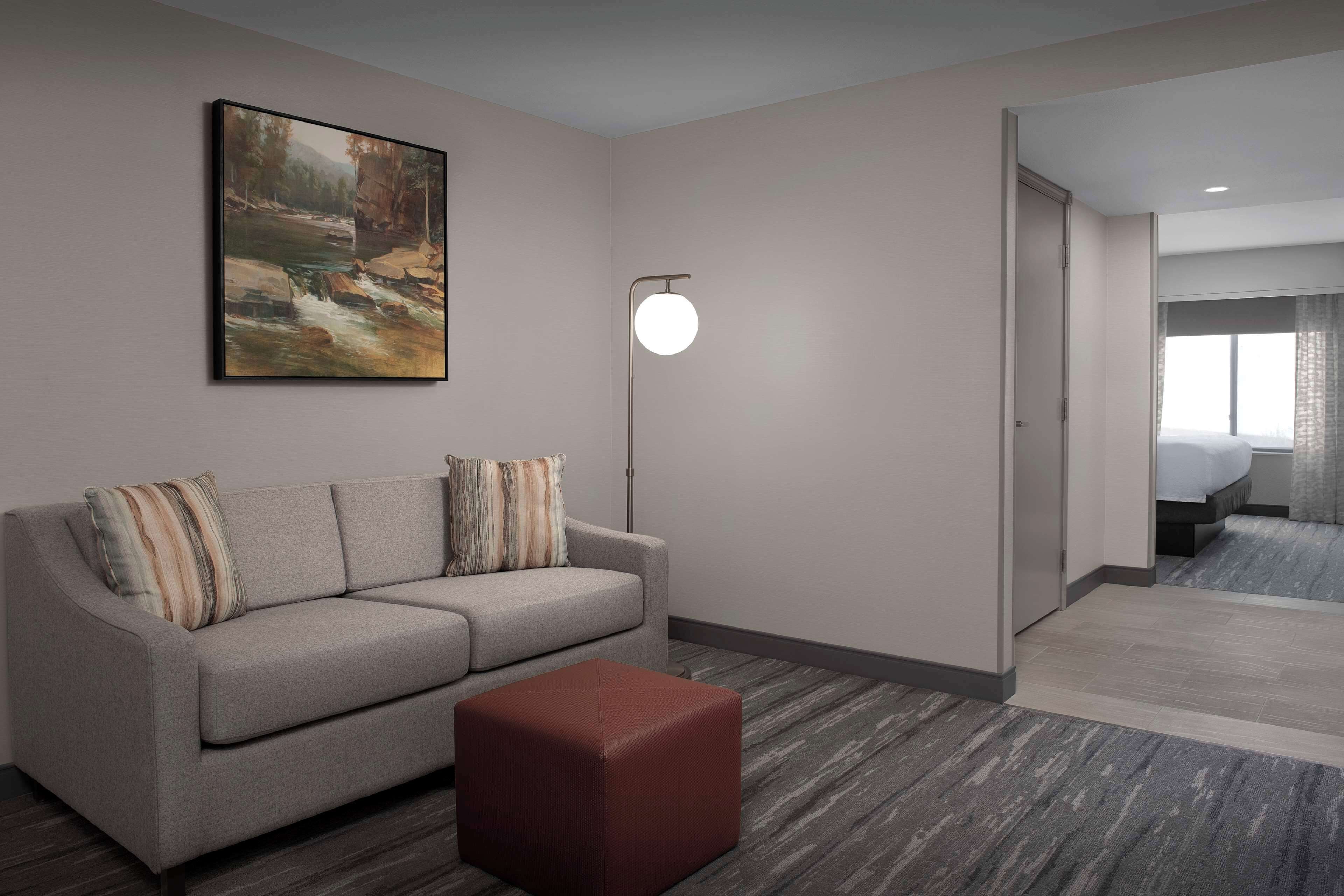 one king bed evolution suite | living area | 32-inch tv with cable channels, pay films