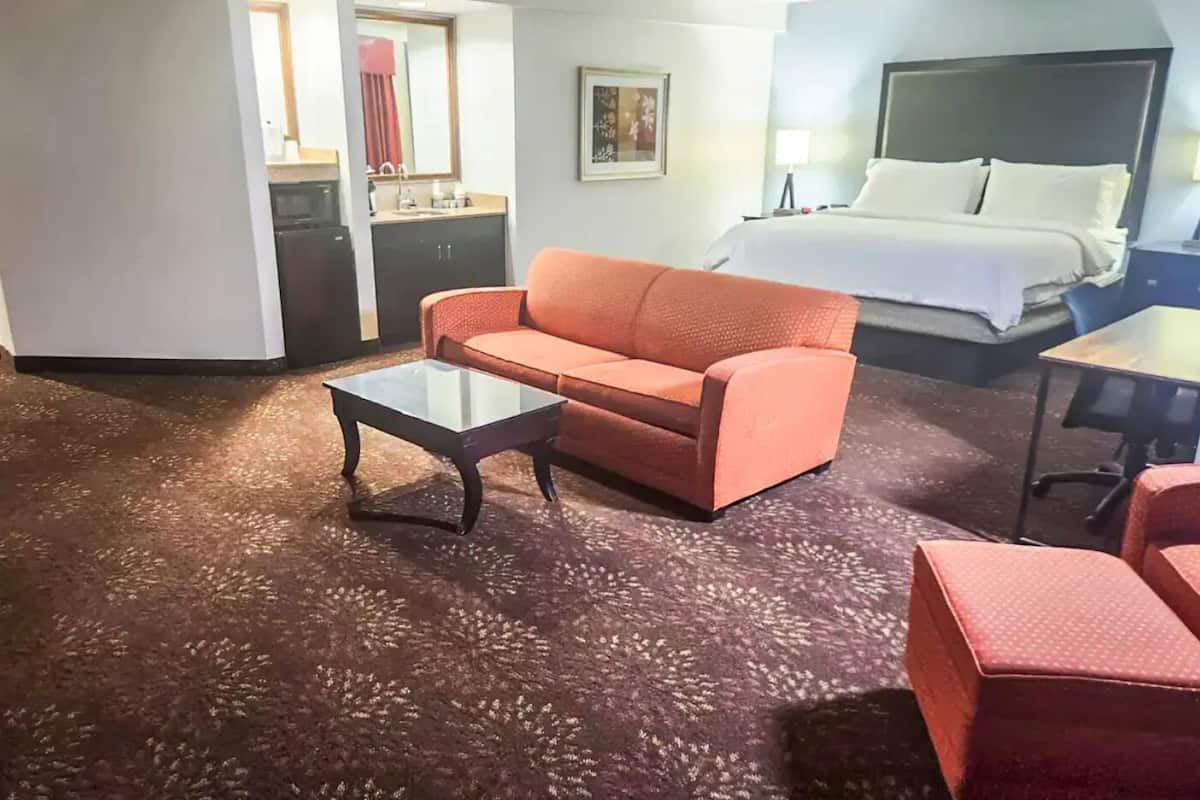 In-room safe, desk, laptop workspace, blackout curtains
