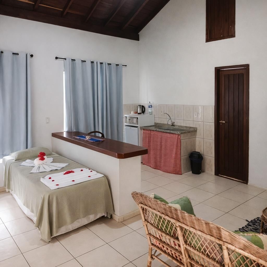 Minibar, safe på rommet og sengetøy