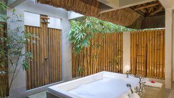 Deluxe Villa, Private Pool | Bathroom | Separate tub and shower, jetted tub, designer toiletries, hair dryer