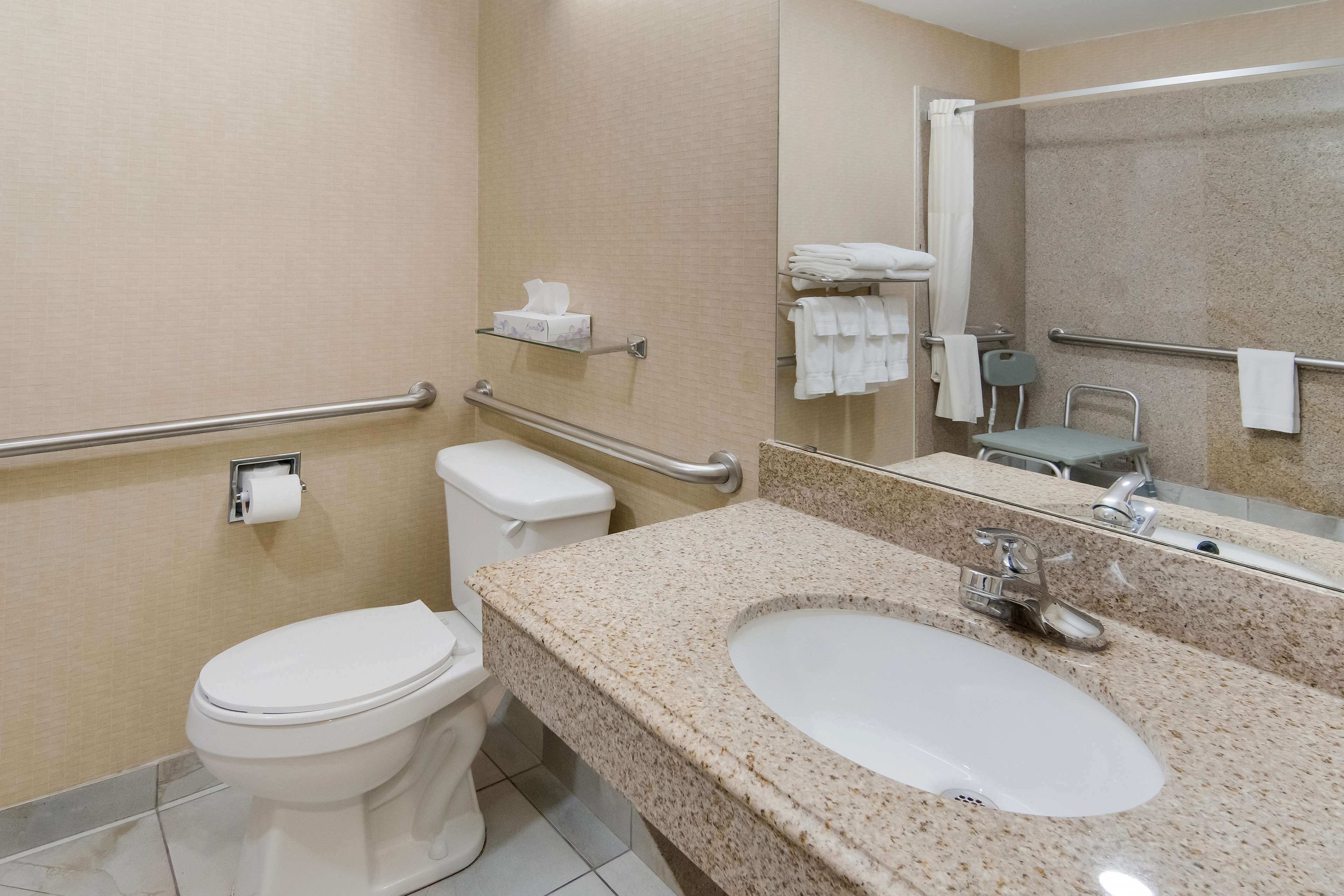 free toiletries, hair dryer, towels