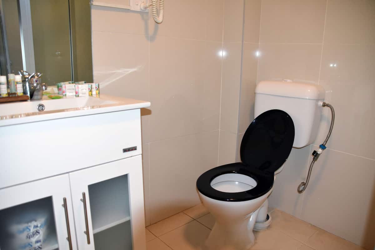 shower, free toiletries, towels