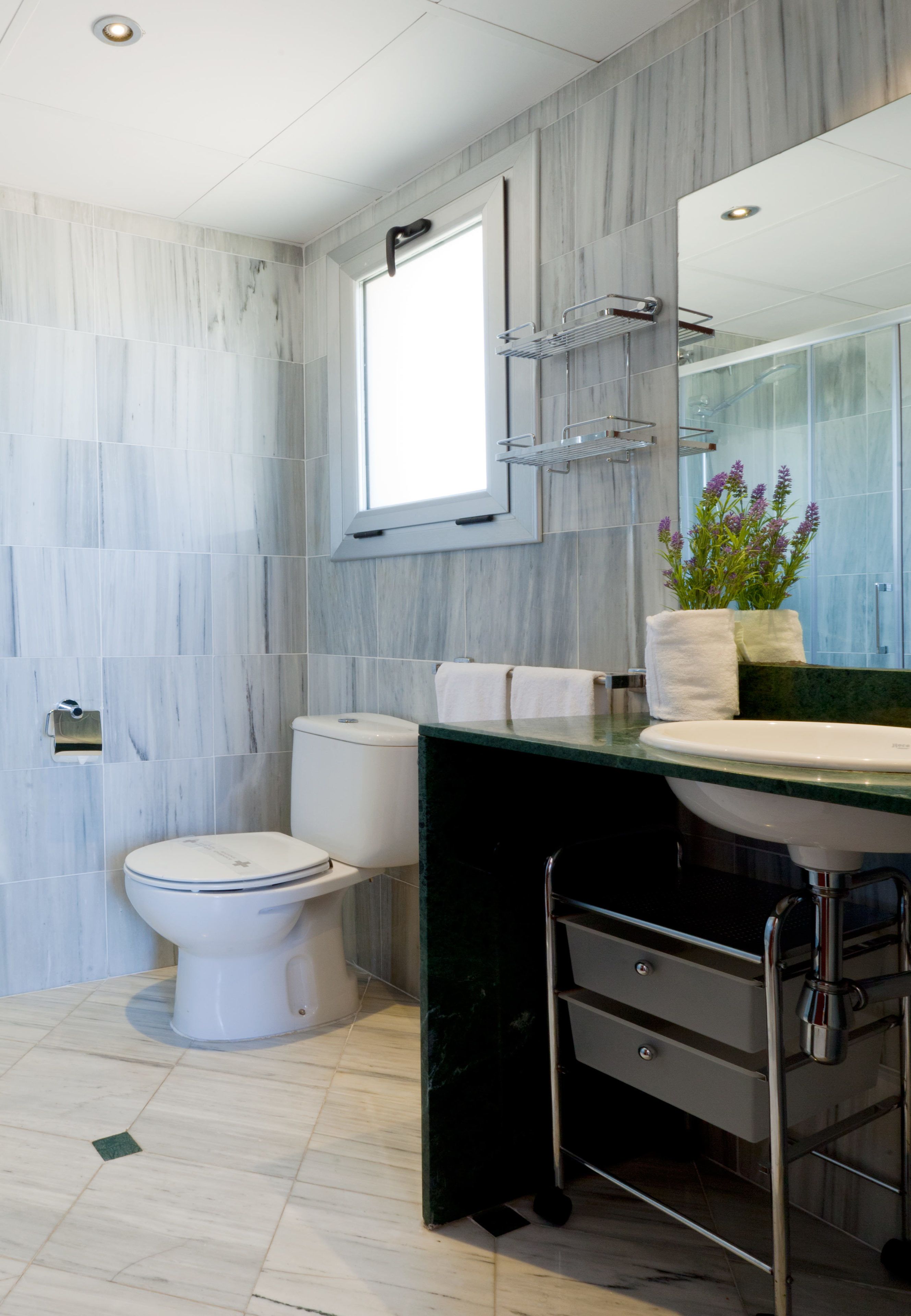 free toiletries, hair dryer, towels