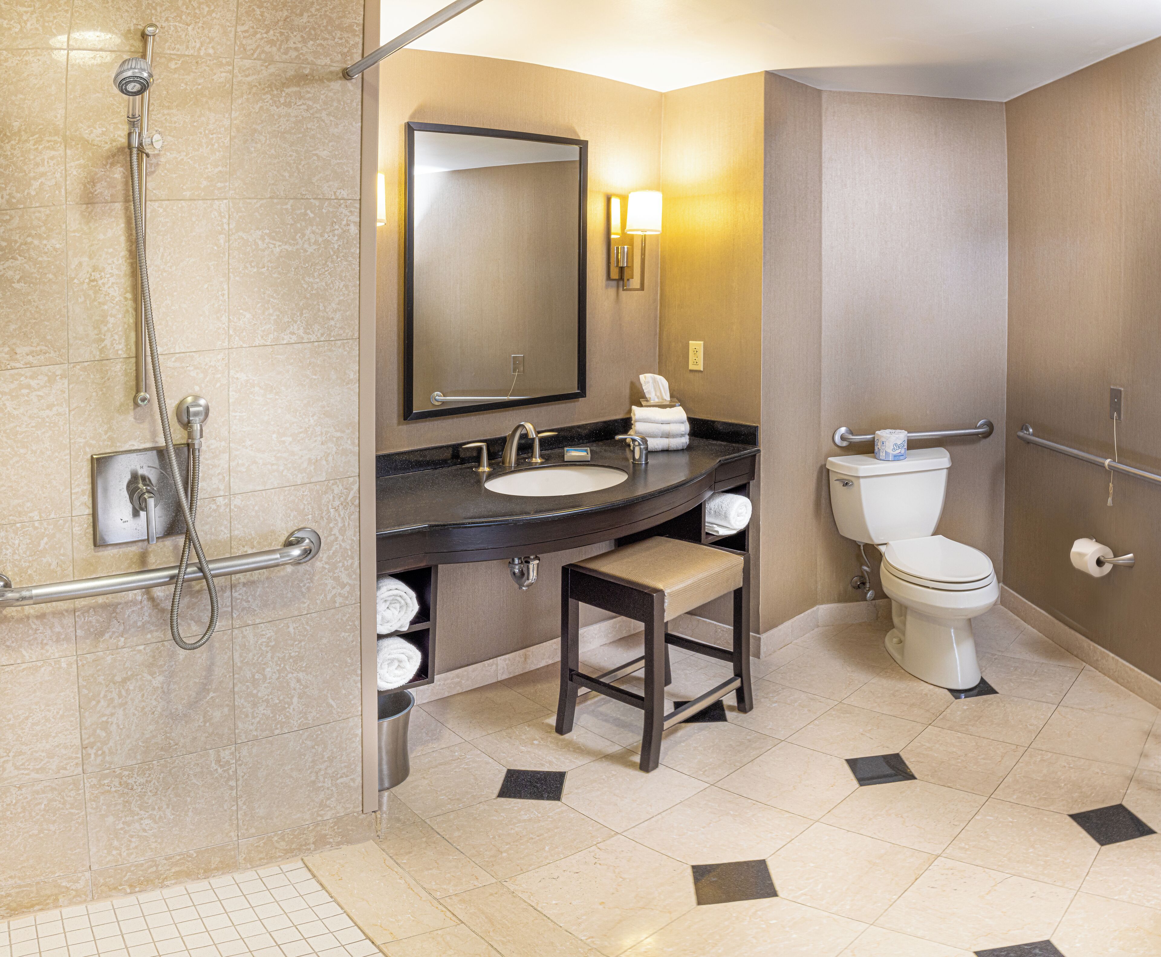 deluxe room, 2 queen beds, roll-in shower | 1 bedroom, premium bedding, pillow-top beds, in-room safe