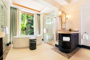 Suite, 1 Bedroom | Bathroom | Separate tub and shower, free toiletries, hair dryer, bathrobes - The Westin Turtle Bay Resort & Spa, Mauritius (Balaclava)