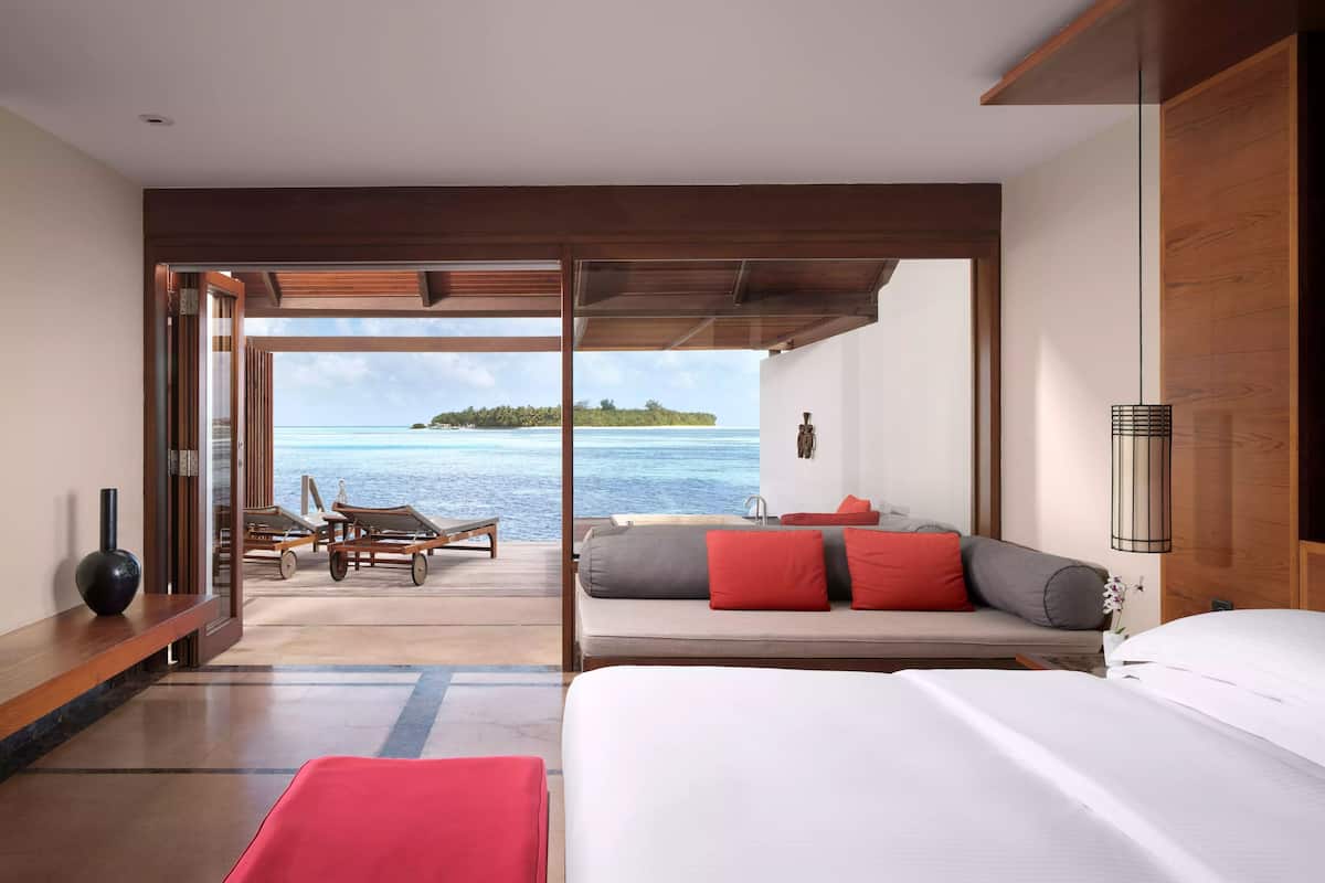 deluxe room, 1 double bed with sofa bed (water villa) | minibar, in-room safe, individually furnished, desk