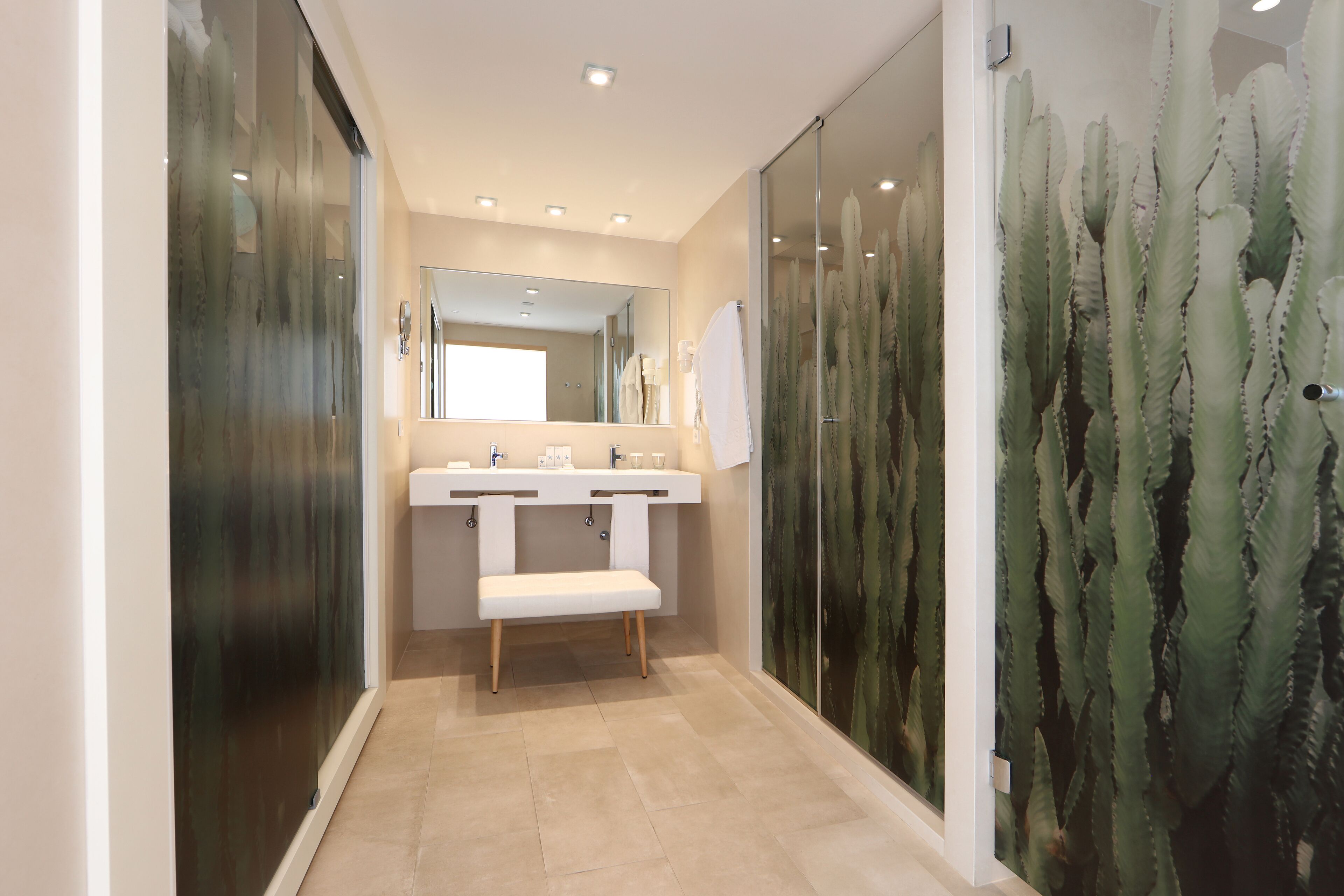 shower, eco-friendly toiletries, hair dryer, towels