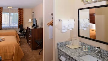 Standard Room, 2 Double Beds, Non Smoking | Bathroom | Combined shower/tub, free toiletries, hair dryer, towels