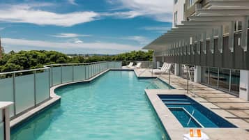 Outdoor pool, sun loungers