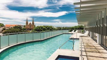 Outdoor pool, pool loungers