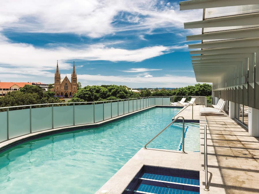 Outdoor pool, sun loungers