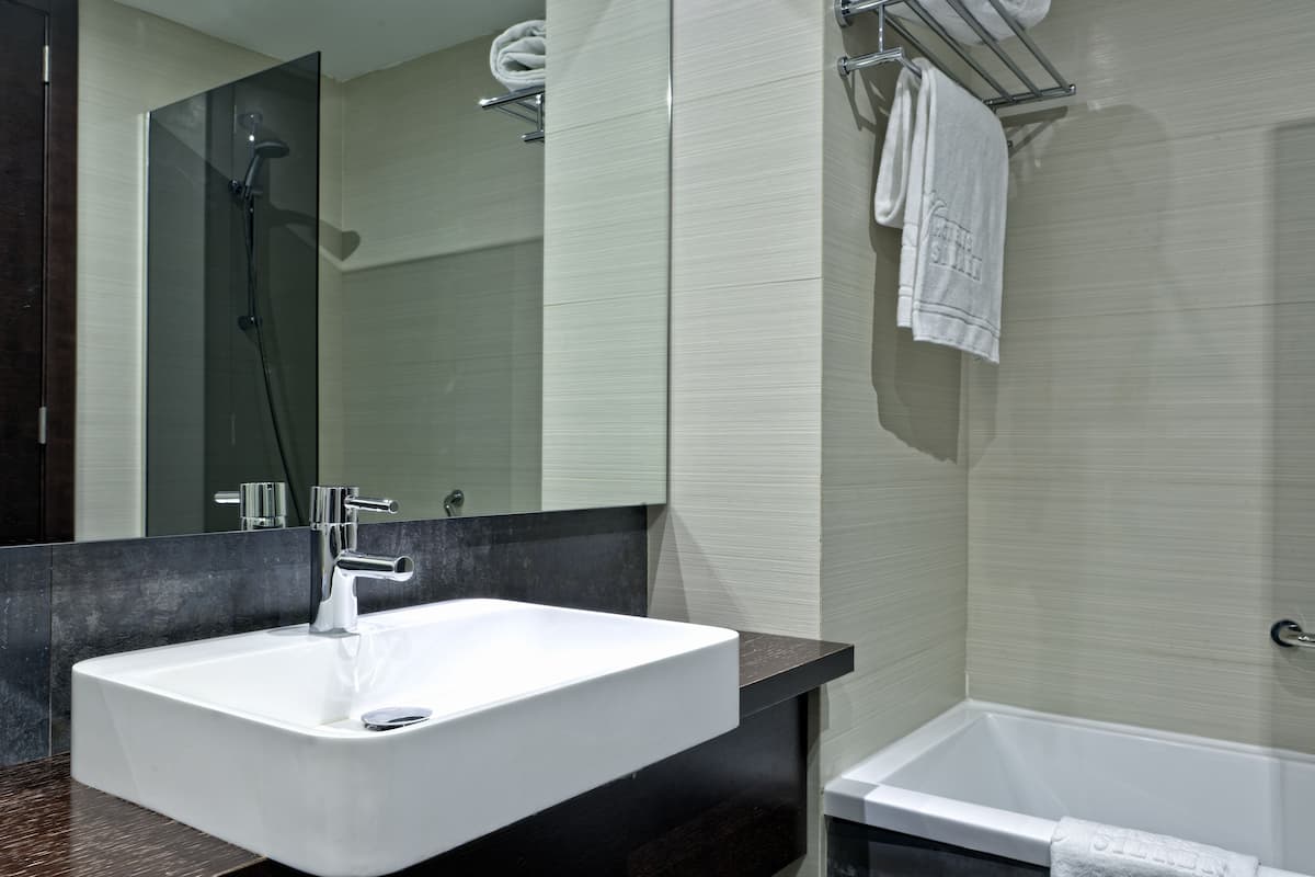 free toiletries, hair dryer, towels