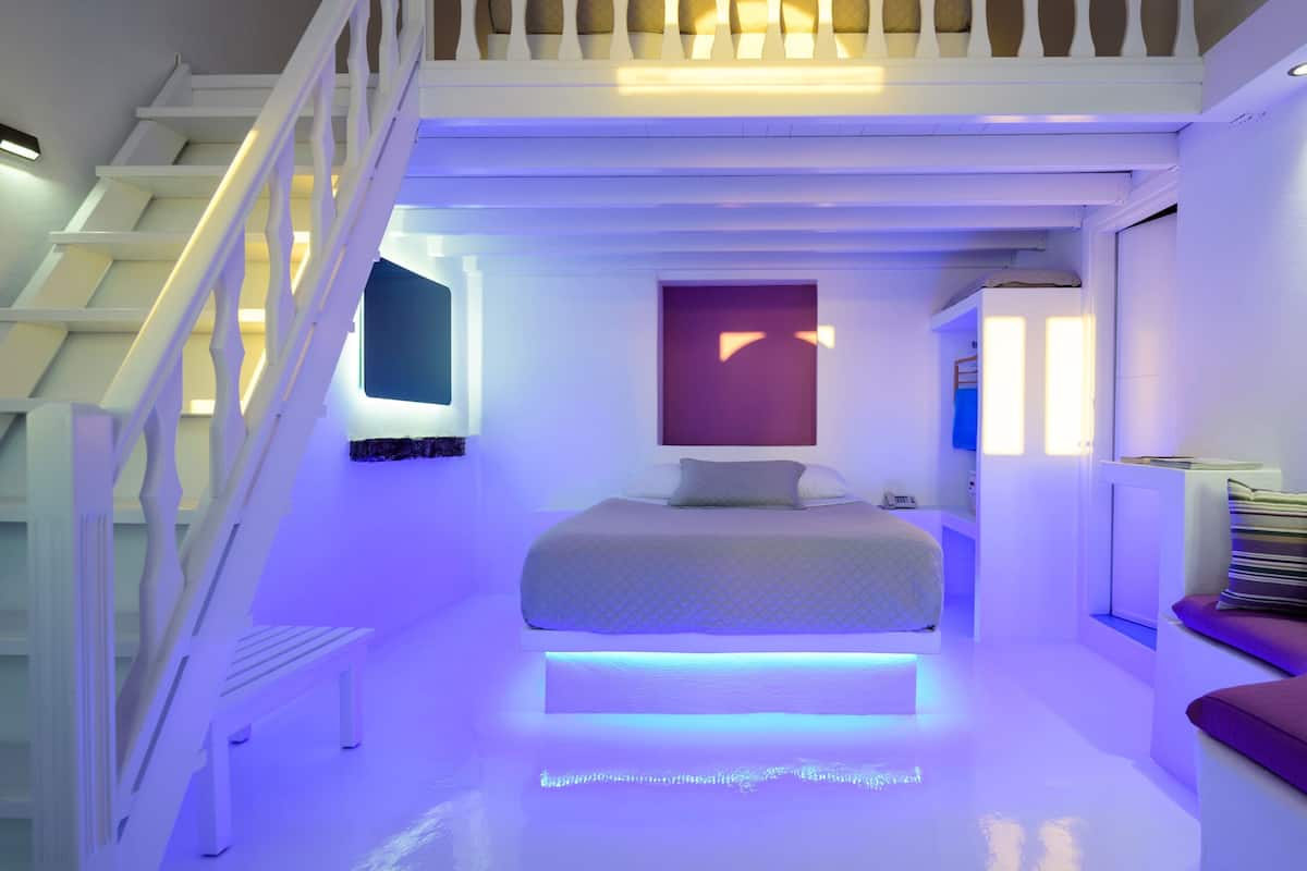 family suite, jetted tub (maisonette caldera sea & sunset view) | 1 bedroom, egyptian cotton sheets, premium bedding, select comfort beds