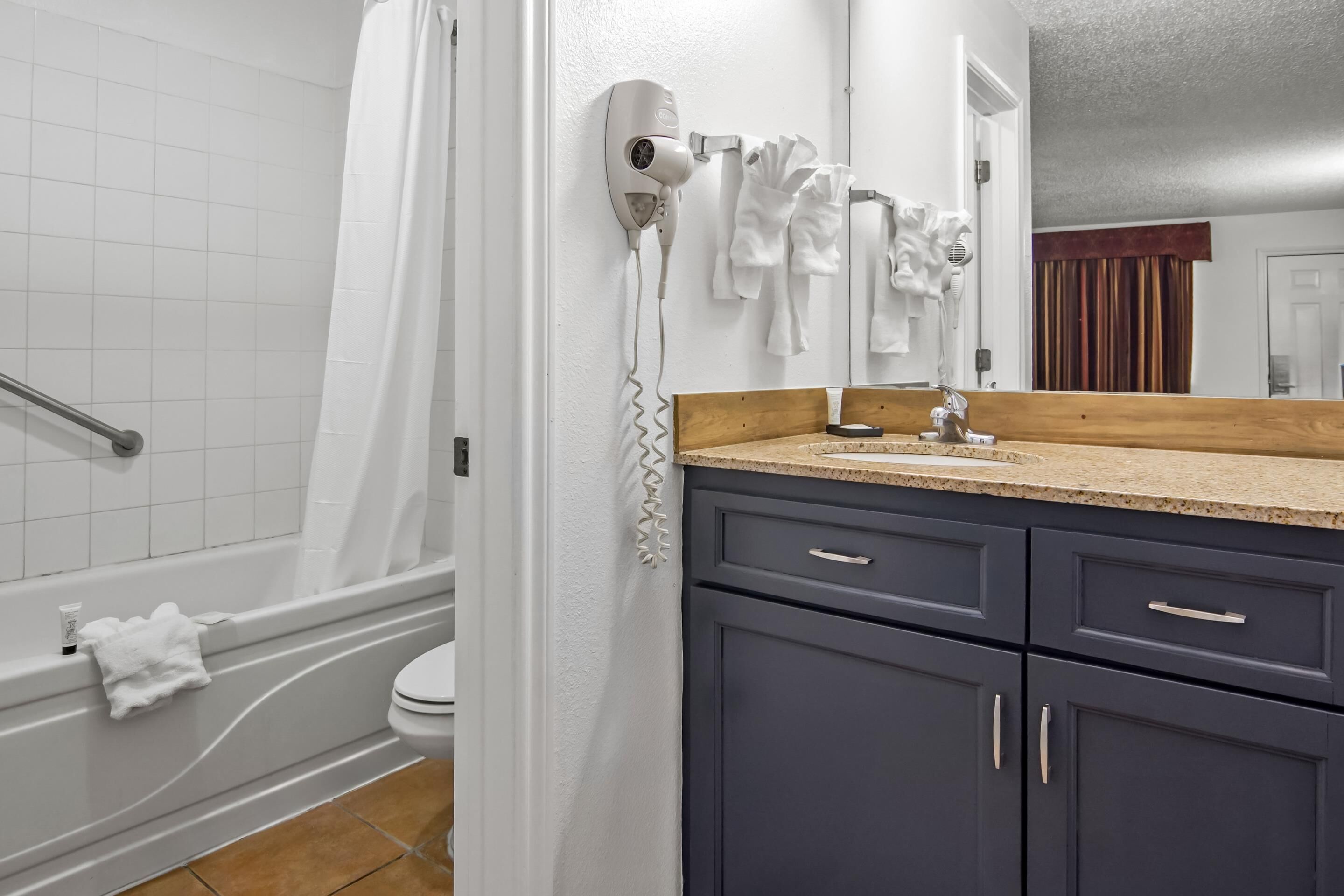 Hair dryer, towels