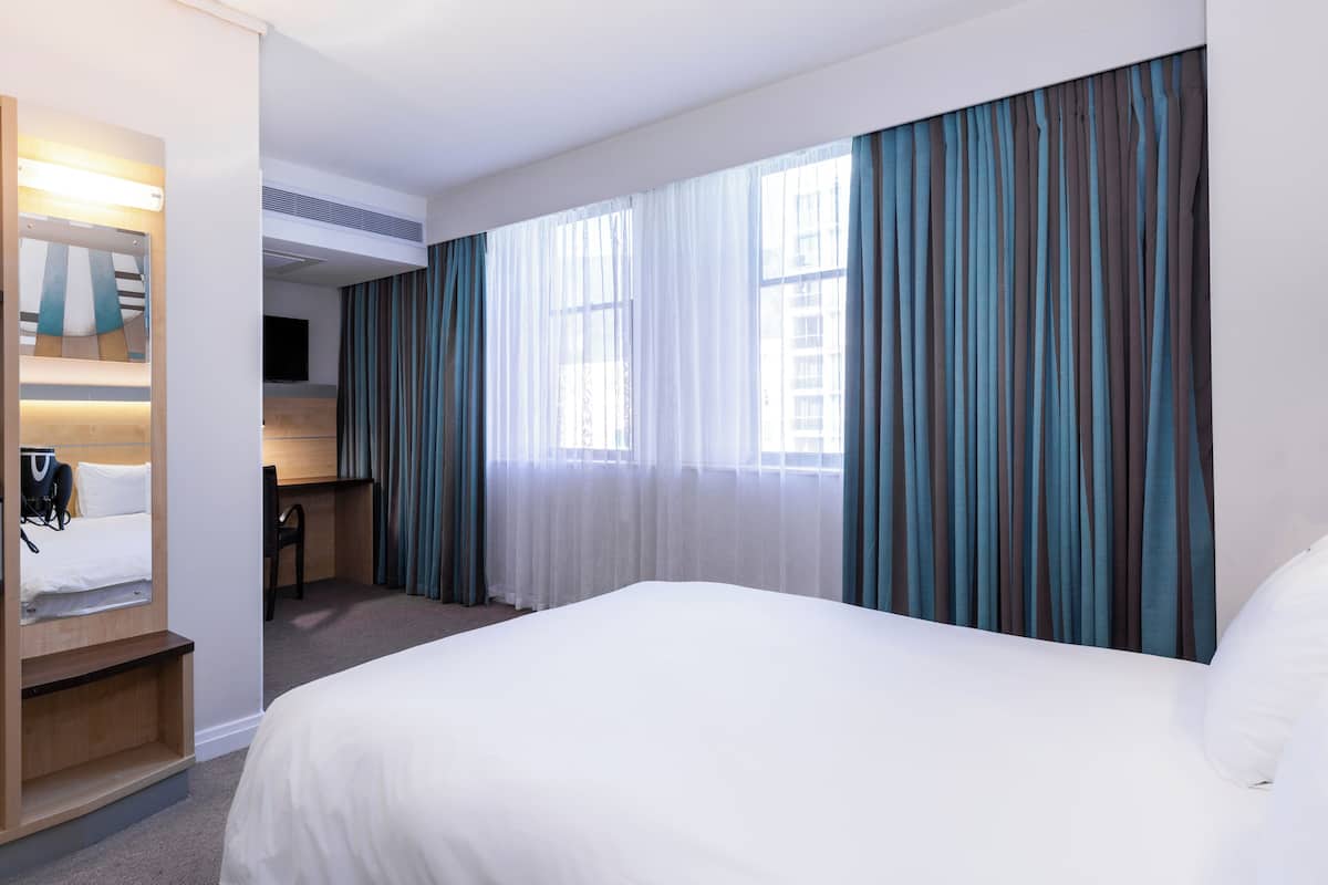 In-room safe, desk, laptop workspace, blackout curtains