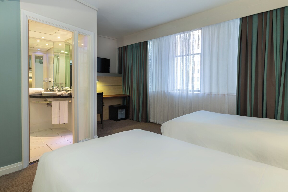 In-room safe, desk, laptop workspace, blackout drapes