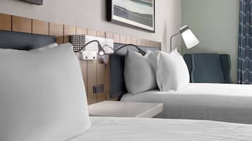 Premium bedding, down comforters, Select Comfort beds, desk