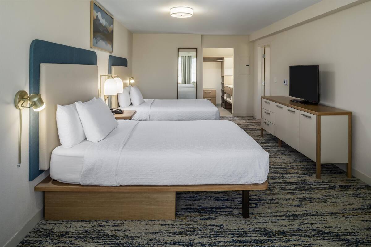 Suite, 2 Queen Beds | Hypo-allergenic bedding available, desk, laptop workspace