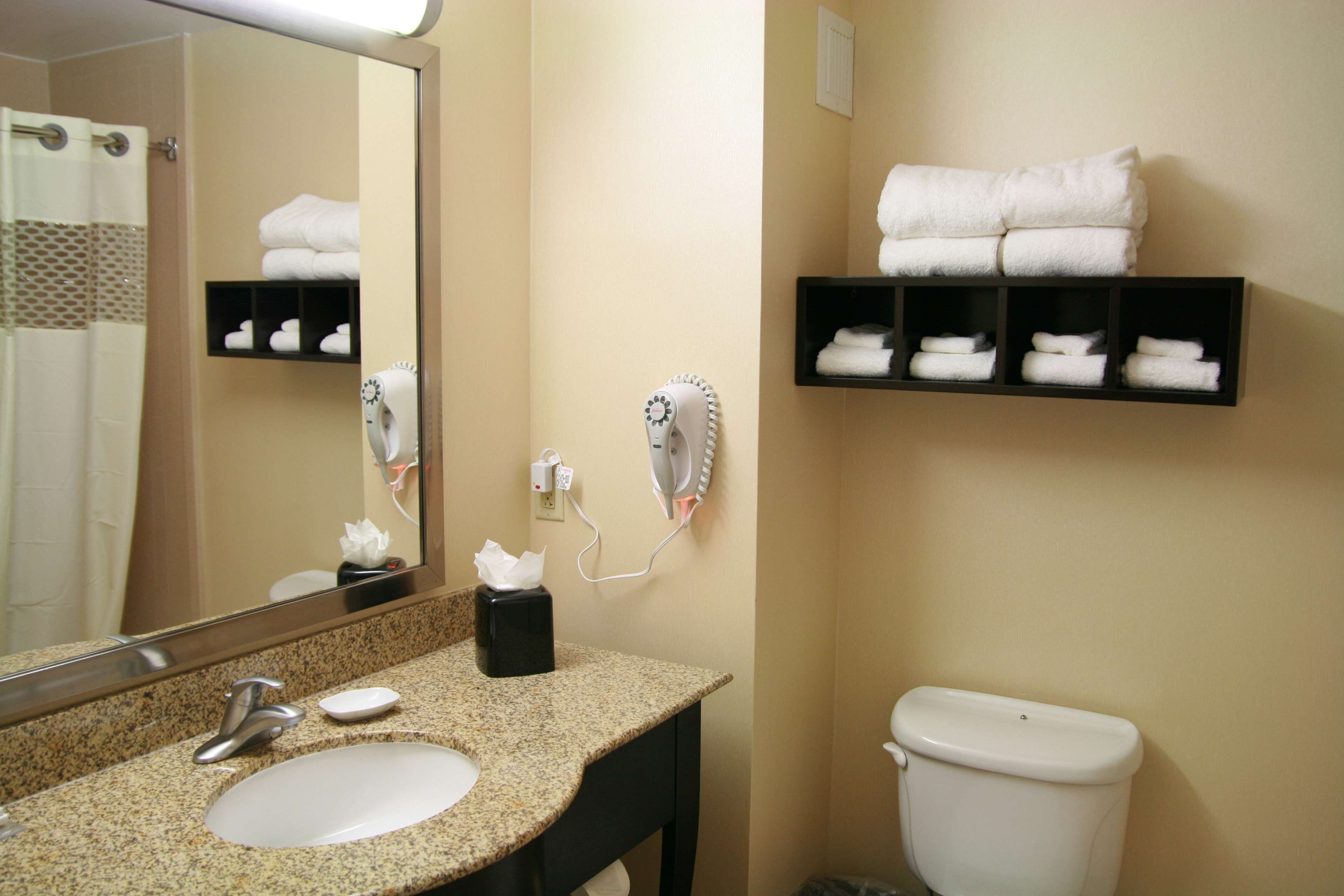 two queen beds, non-smoking | bathroom | hair dryer, towels
