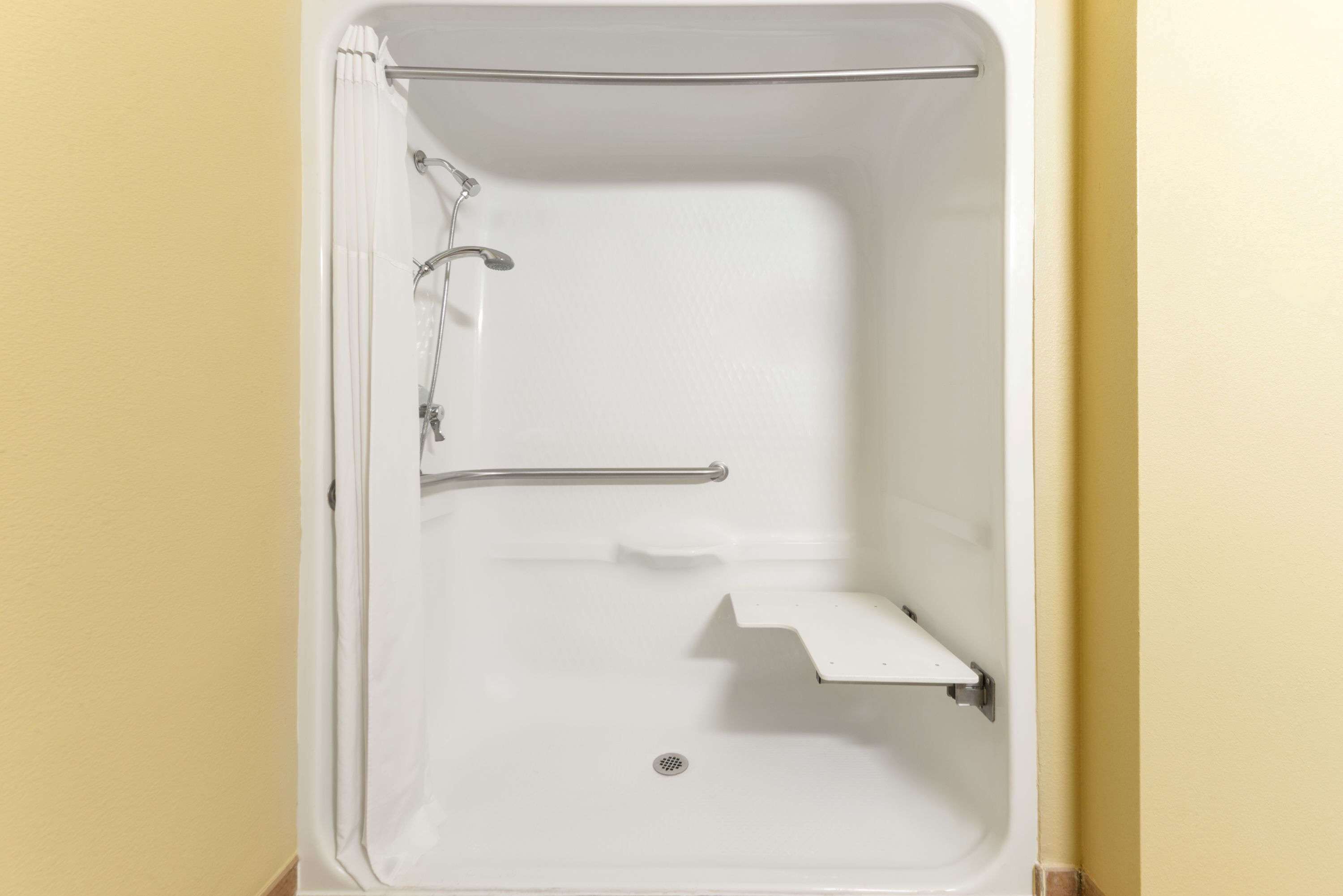 room, multiple beds, accessible, non smoking (mobility/hearing, roll-in shower) | bathroom | combined shower/bathtub, free toiletries, hair dryer, towels