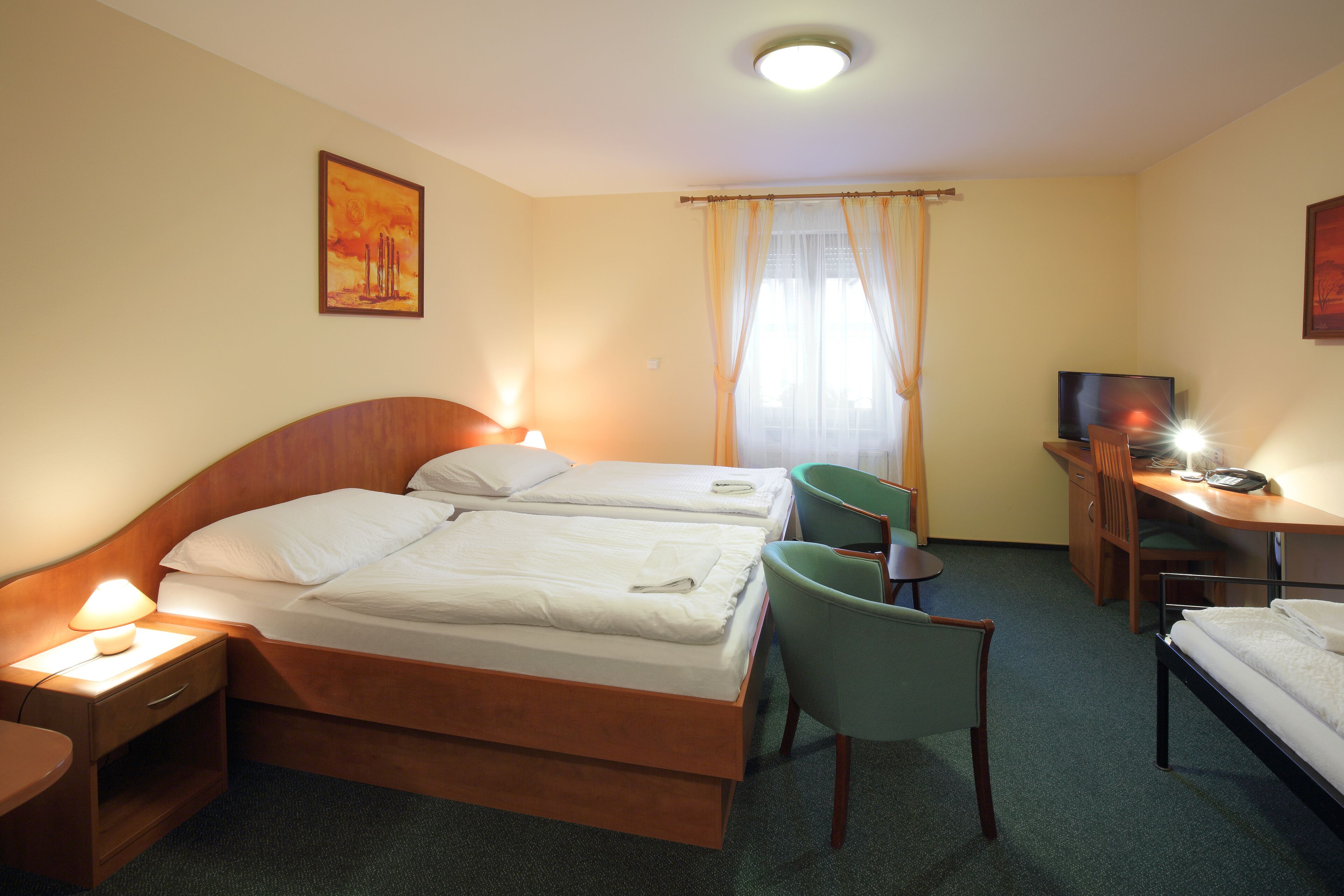 superior triple room | 1 bedroom, in-room safe, desk, iron/ironing board