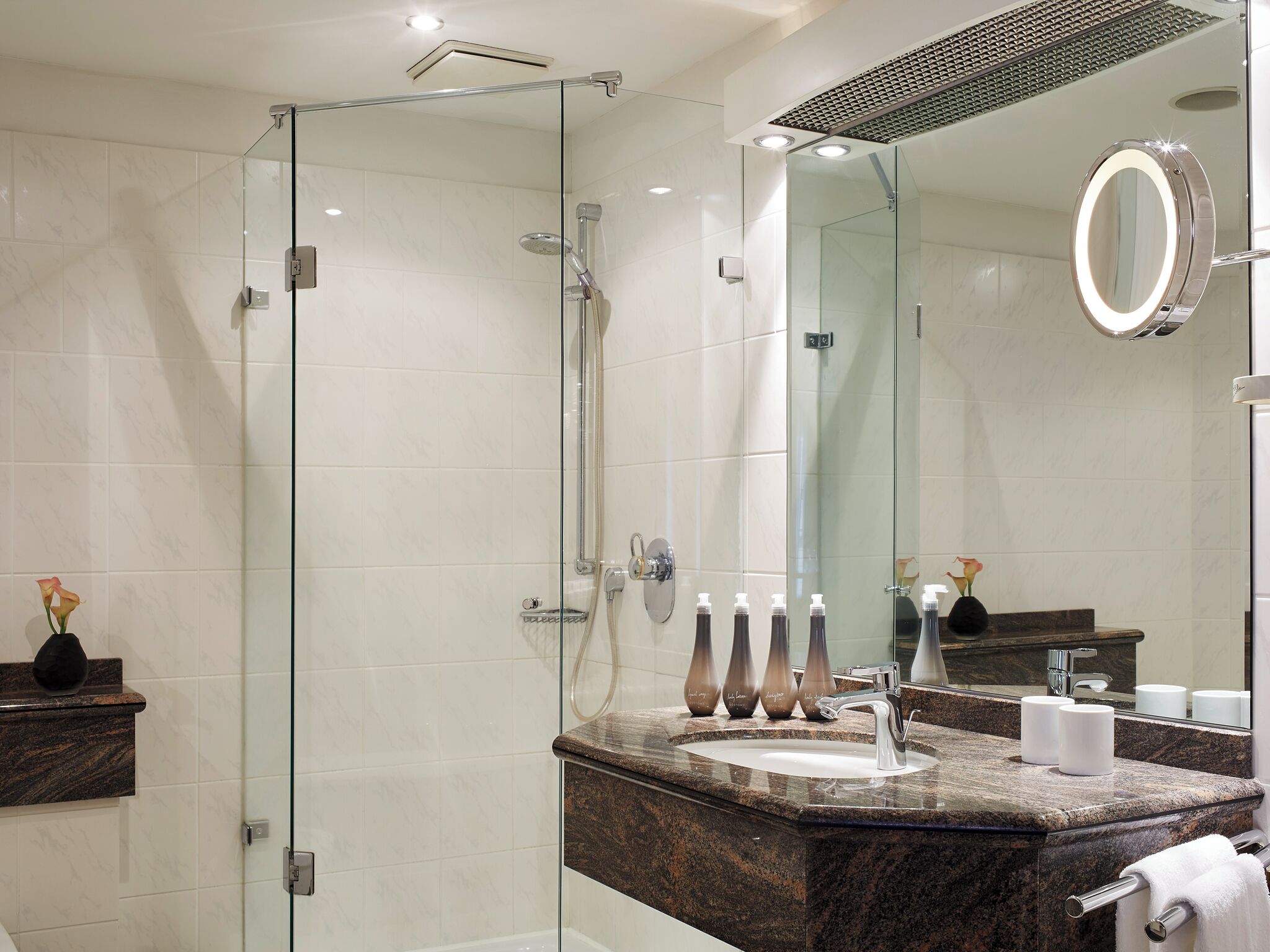 large classic | bathroom | eco-friendly toiletries, hair dryer, bathrobes, slippers