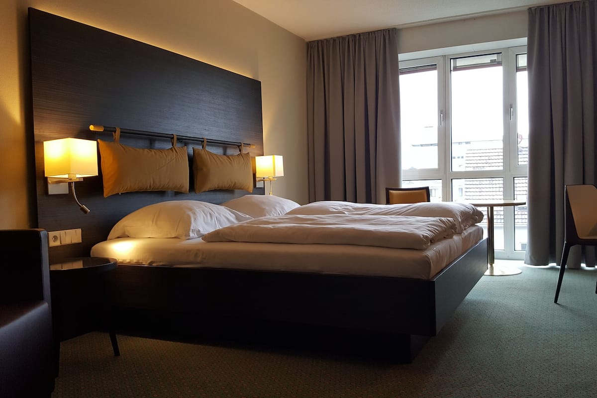comfort double room | hypo-allergenic bedding, in-room safe, desk, blackout curtains