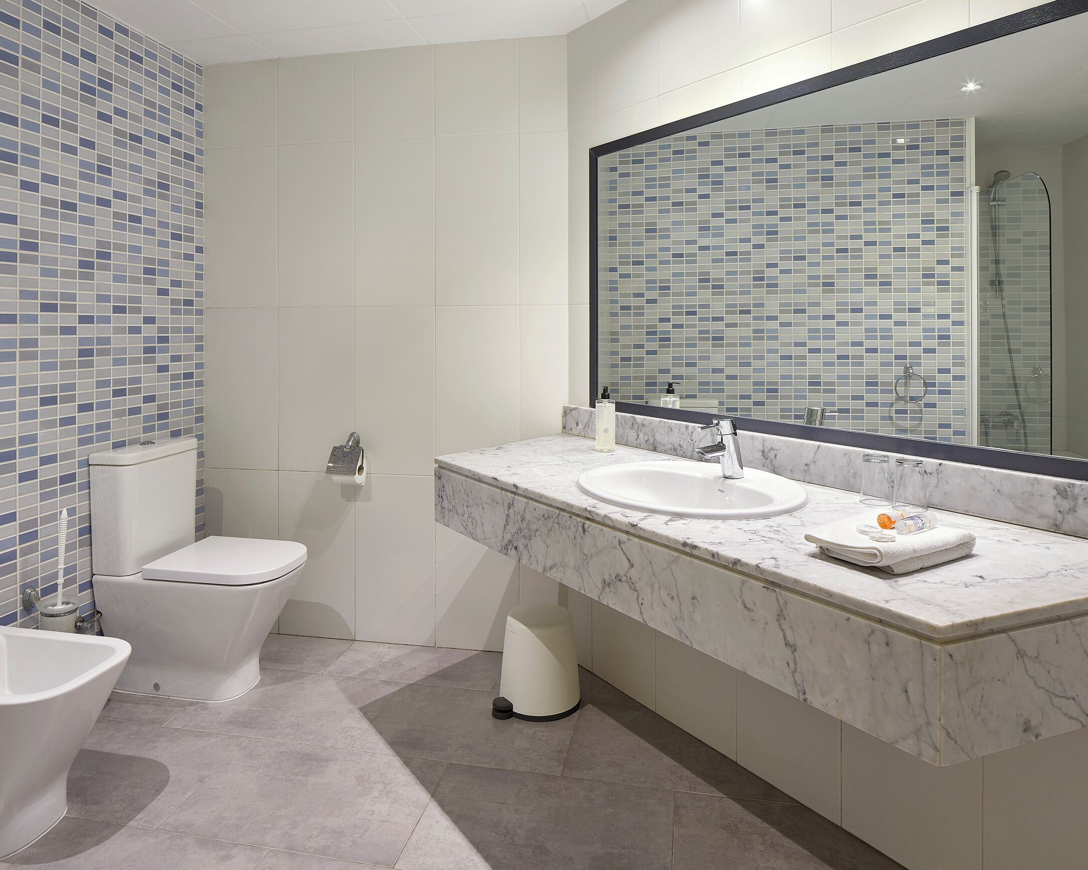 triple room | bathroom | shower, hair dryer, towels