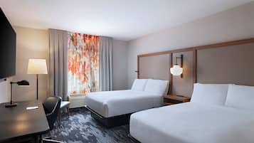 Premium bedding, down duvets, desk, blackout curtains