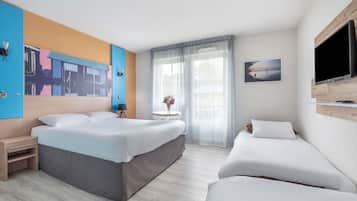 Premium bedding, desk, soundproofing, iron/ironing board