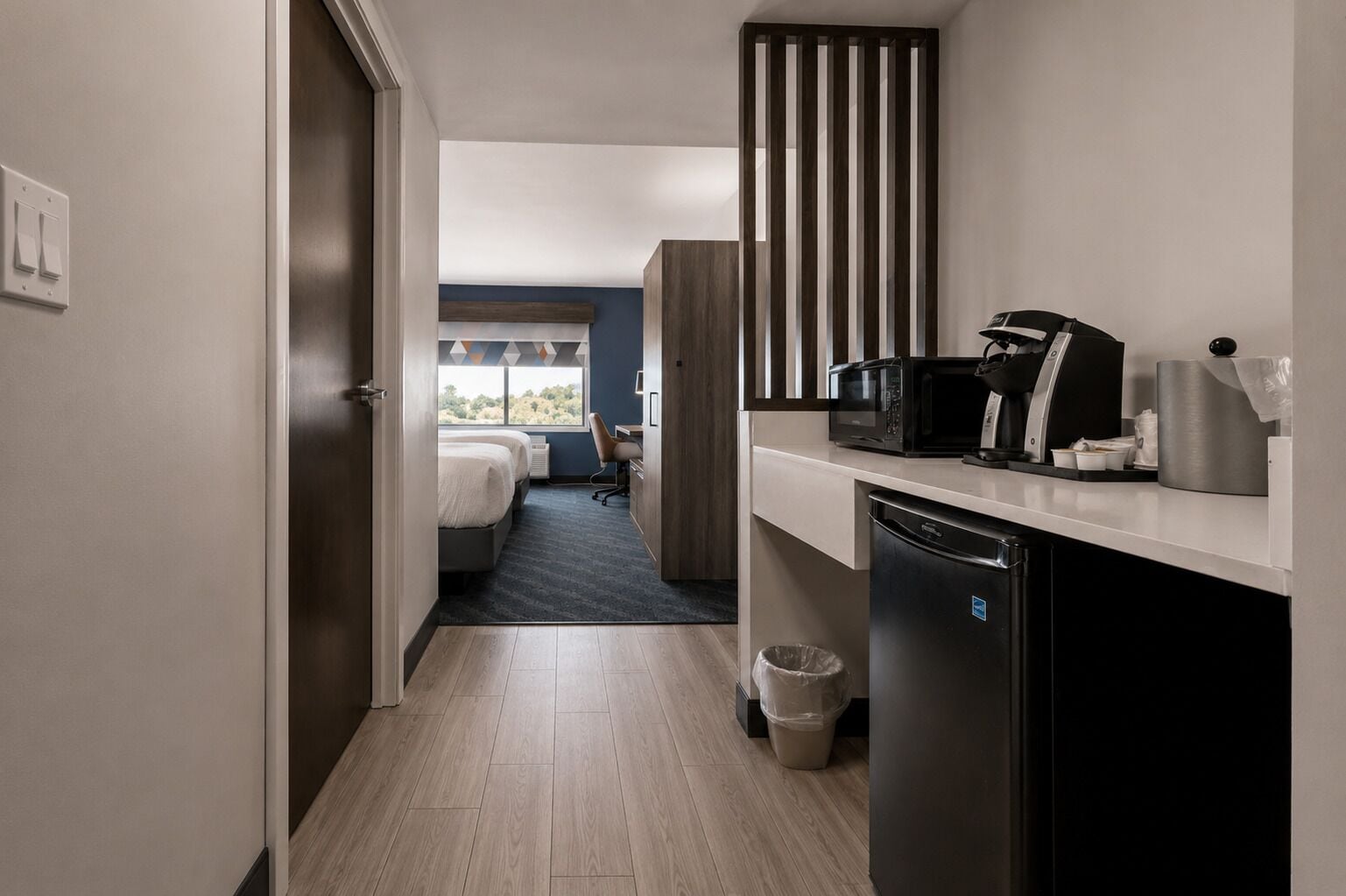 Blackout curtains, iron/ironing board, rollaway beds, free WiFi