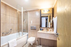 Shower, free toiletries, hair dryer, slippers
