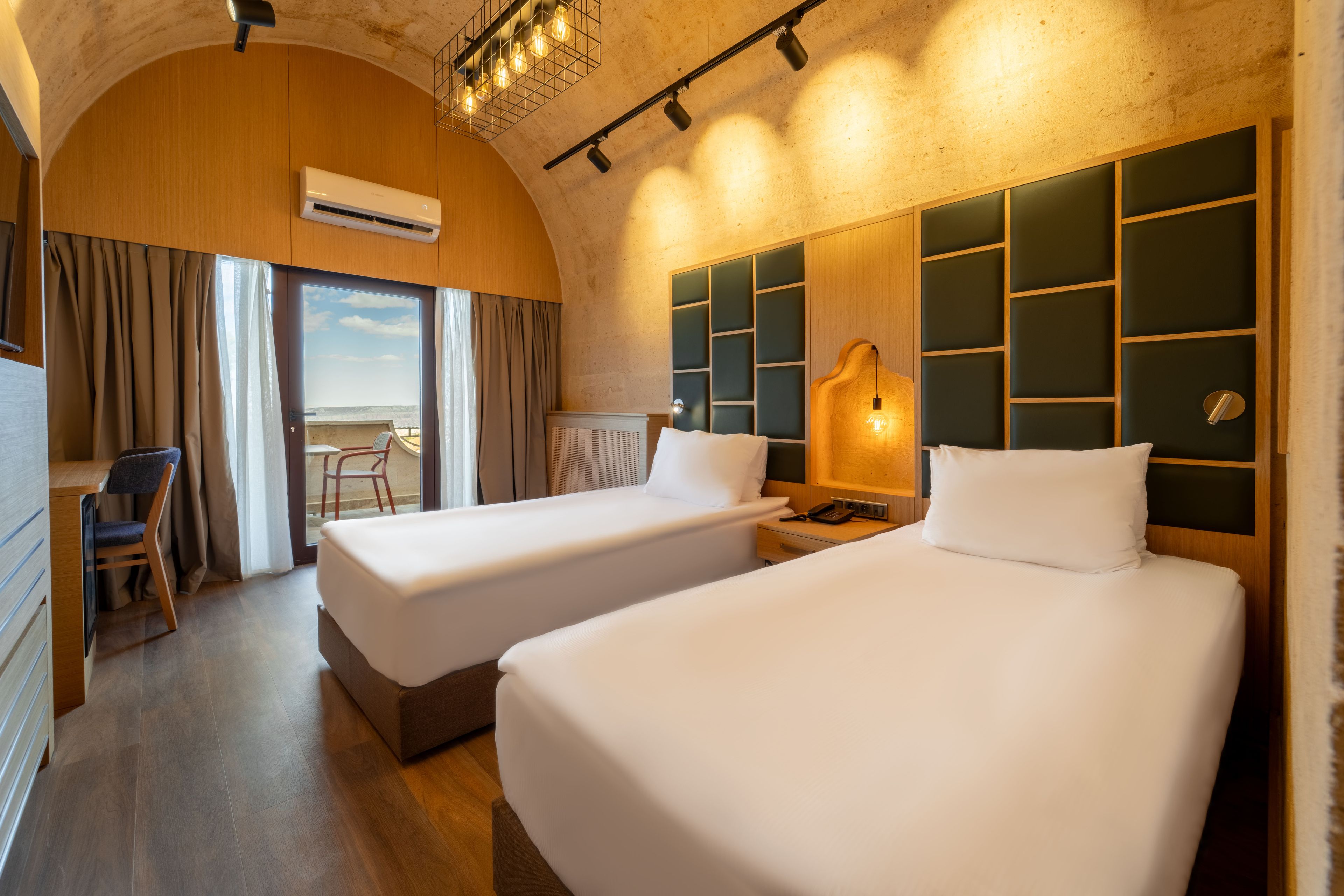 Arched Room With Panoramic View and Balcony