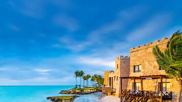 Private beach, white sand, beach cabanas, sun-loungers