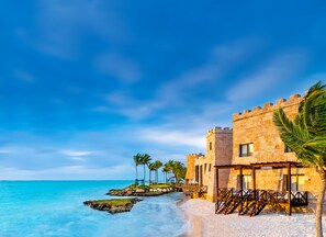 Private beach, white sand, beach cabanas, sun loungers