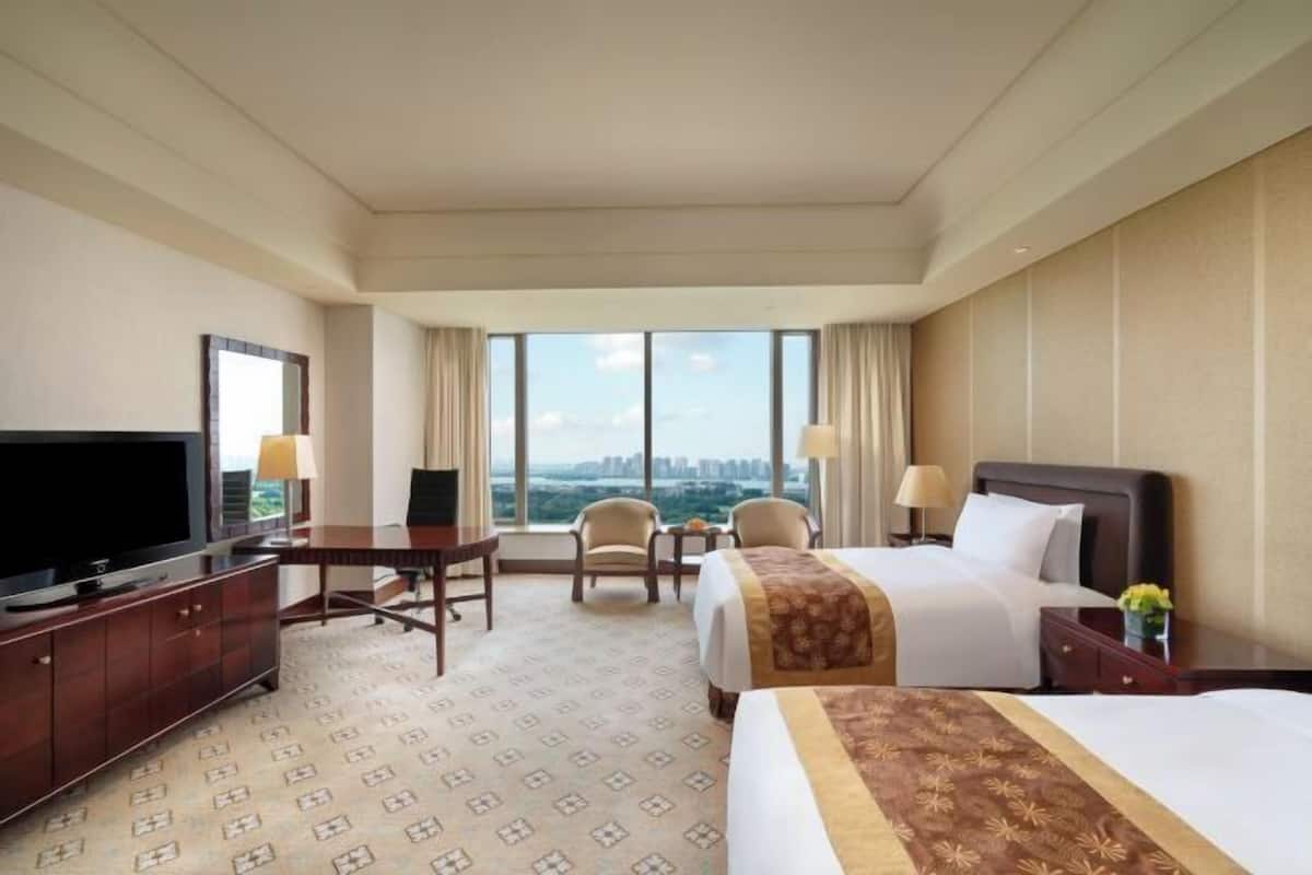 Down comforters, free minibar items, in-room safe