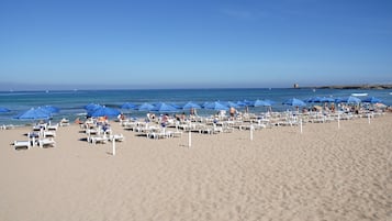 Private beach, sun-loungers, beach umbrellas