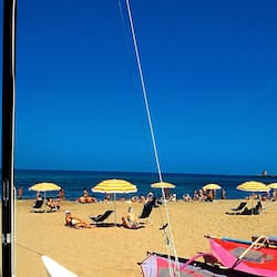 Private beach, sun loungers, beach umbrellas