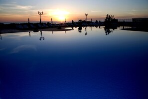 Outdoor pool, pool loungers