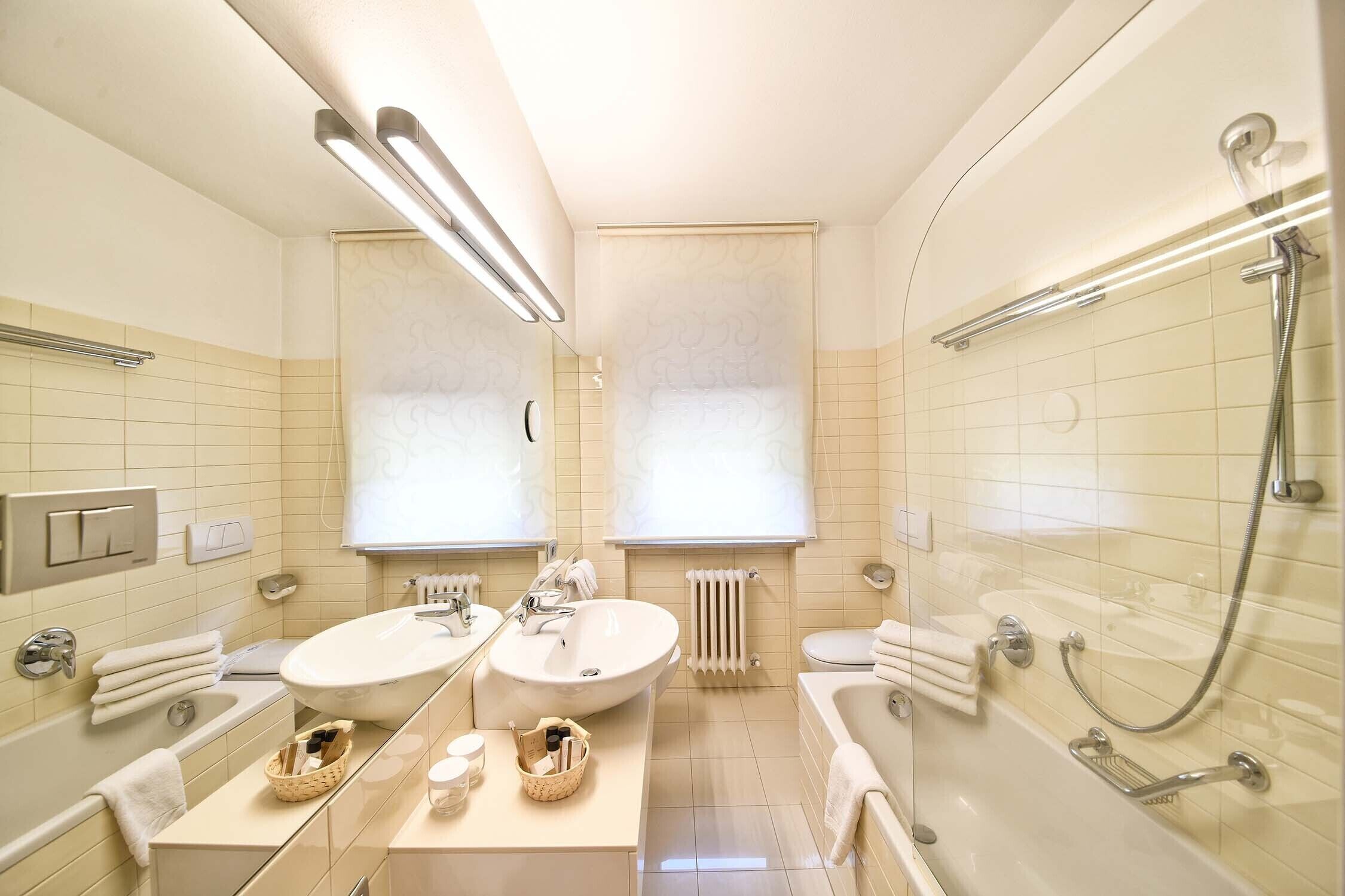 double or twin room, balcony (south side) | bathroom | hair dryer, slippers, bidet, towels
