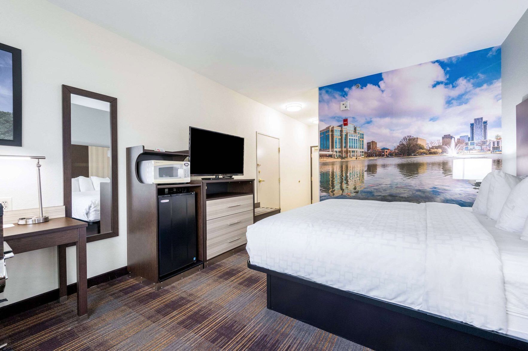Desk, blackout drapes, iron/ironing board, free WiFi