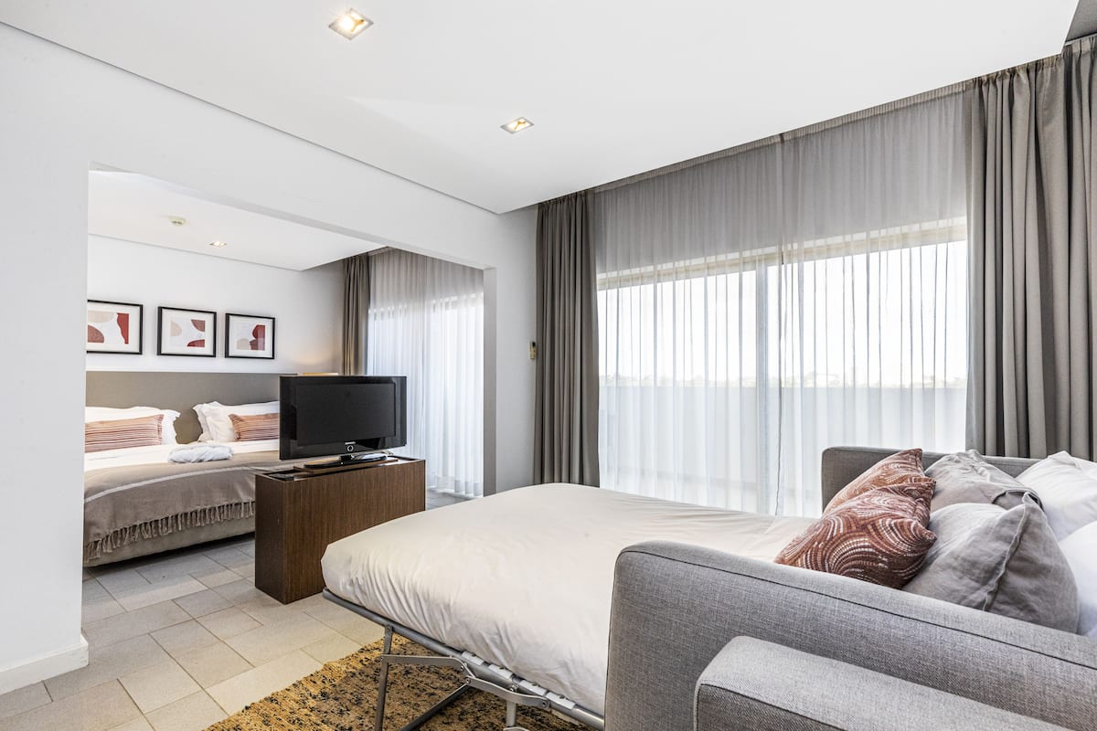 family studio | in-room safe, blackout curtains, soundproofing, iron/ironing board