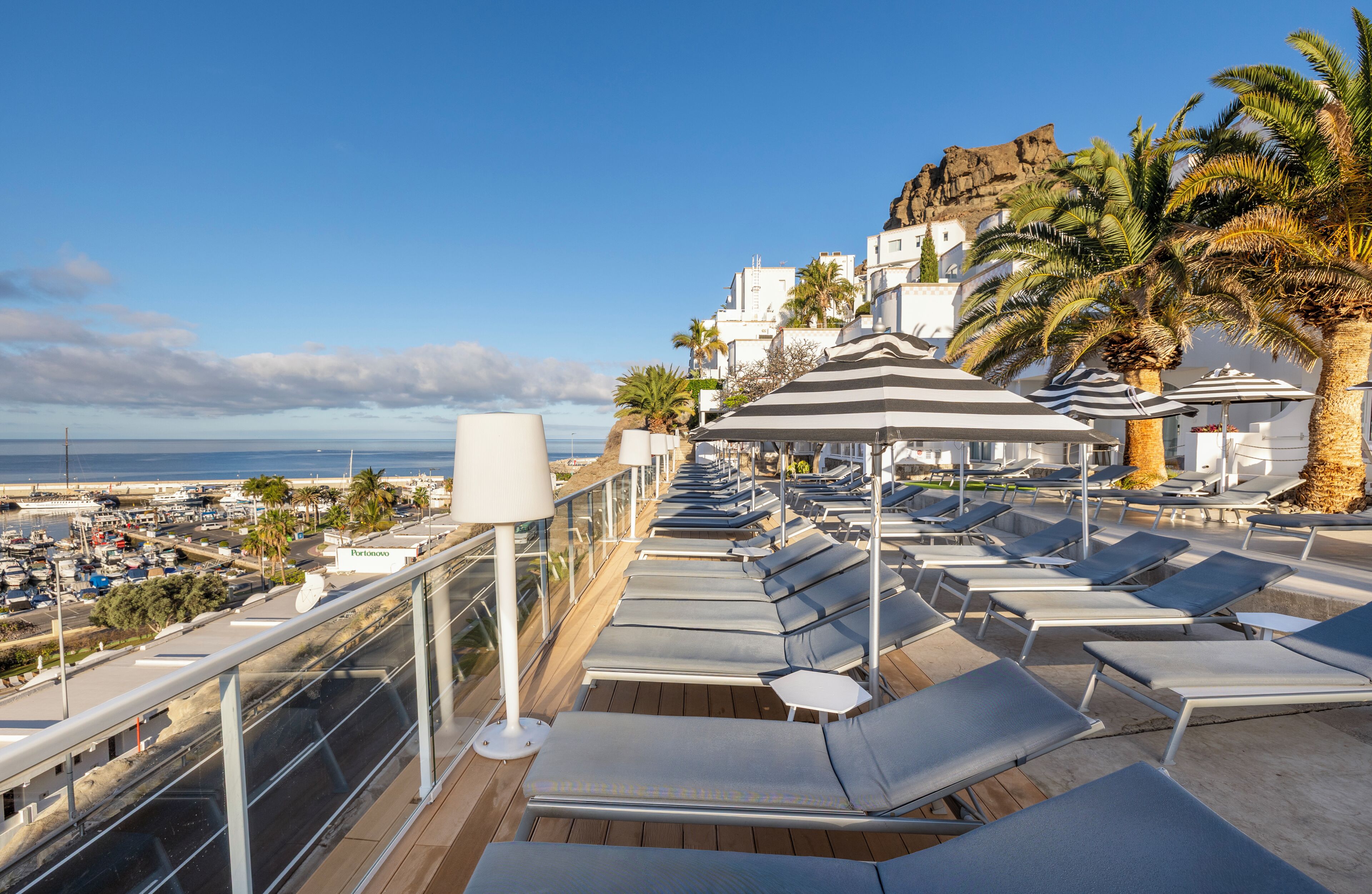 Outdoor pool, pool umbrellas, pool loungers