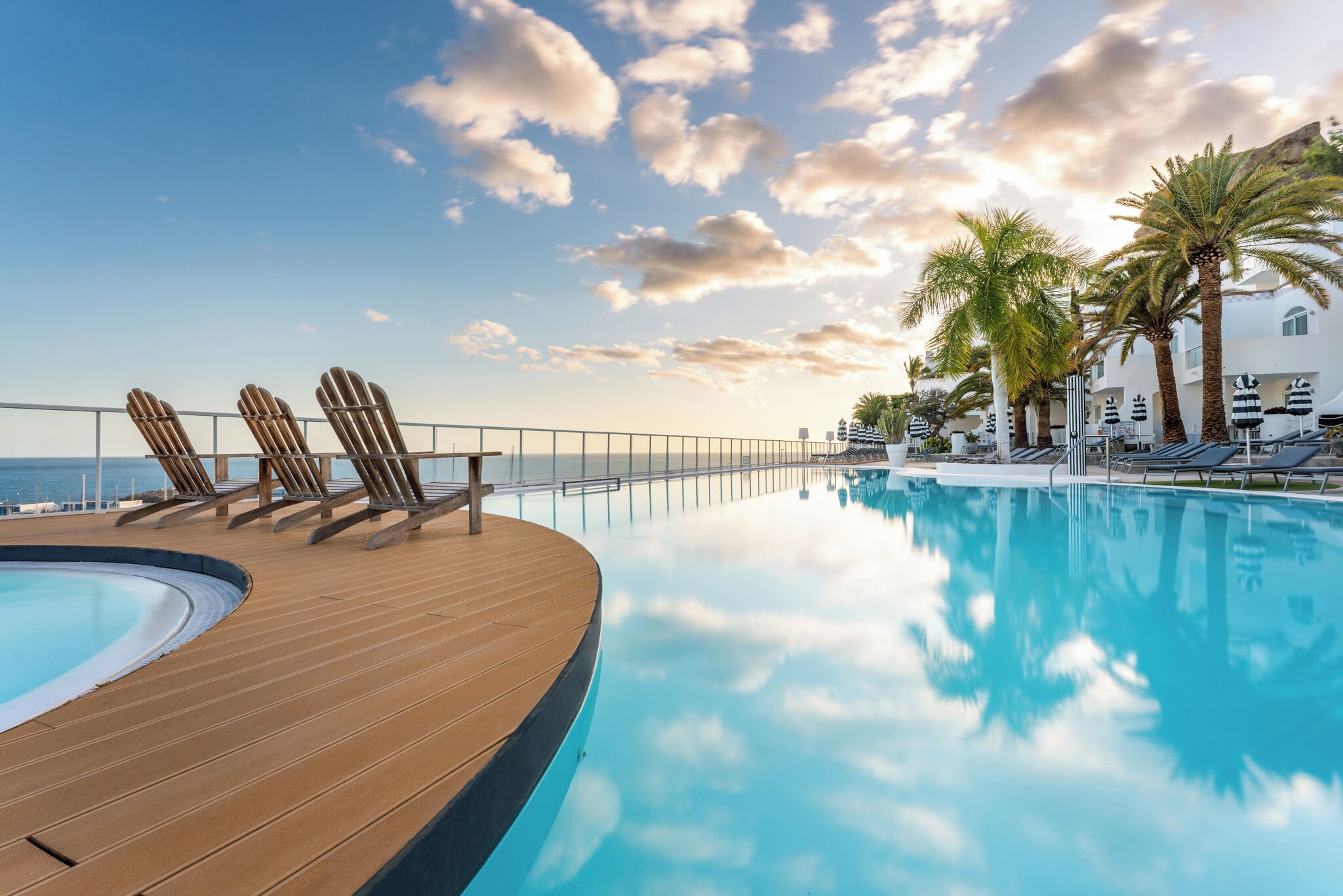 Outdoor pool, pool umbrellas, pool loungers