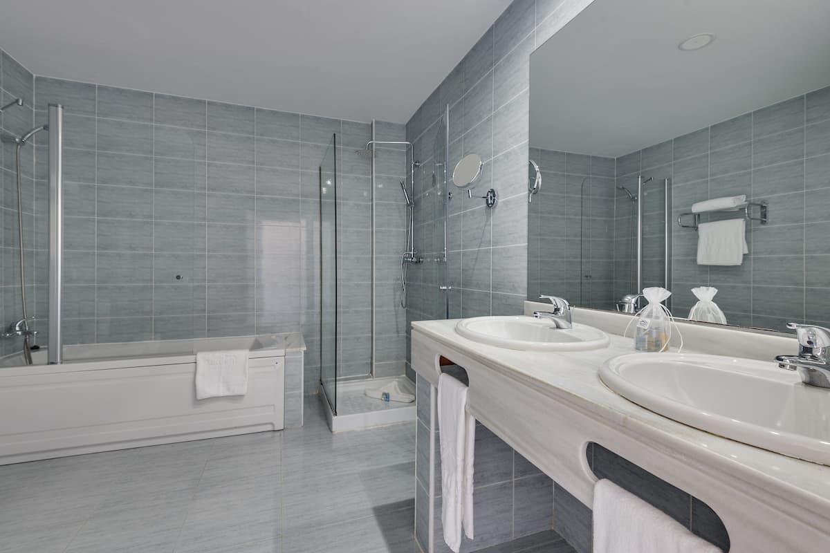 free toiletries, hair dryer, bidet, towels