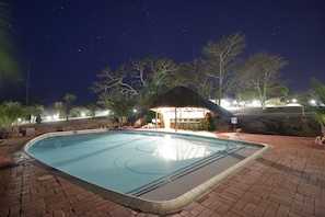 Outdoor pool, free pool cabanas, pool umbrellas