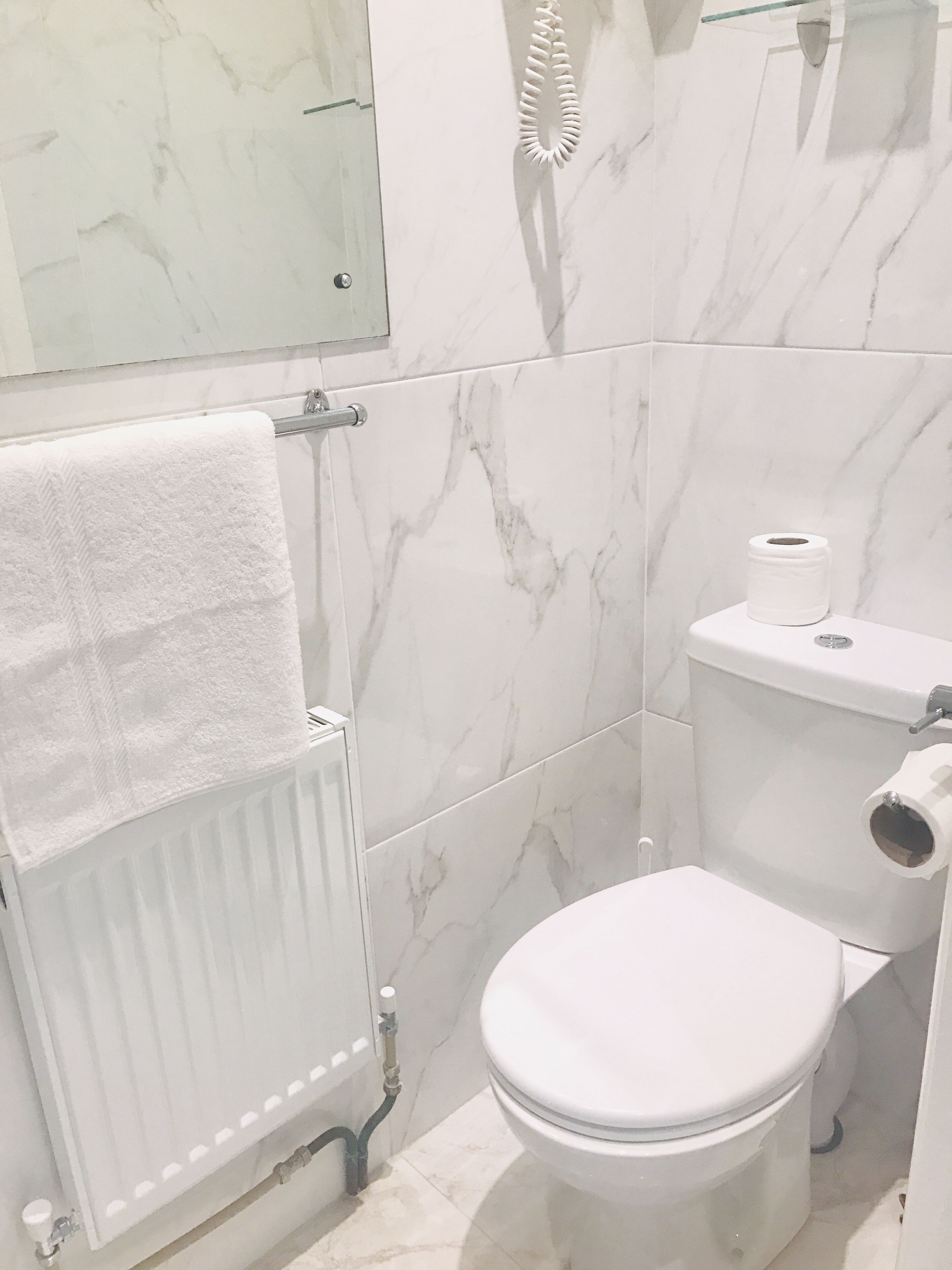 basic single room | bathroom | shower, free toiletries, hair dryer, towels