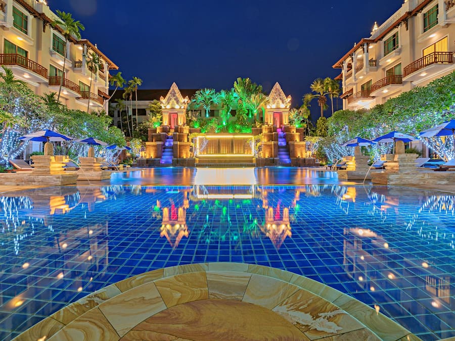 Outdoor pool, pool umbrellas