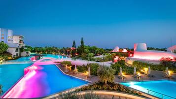 Indoor pool, 8 outdoor pools, open 8:30 AM to 7:00 PM, pool umbrellas